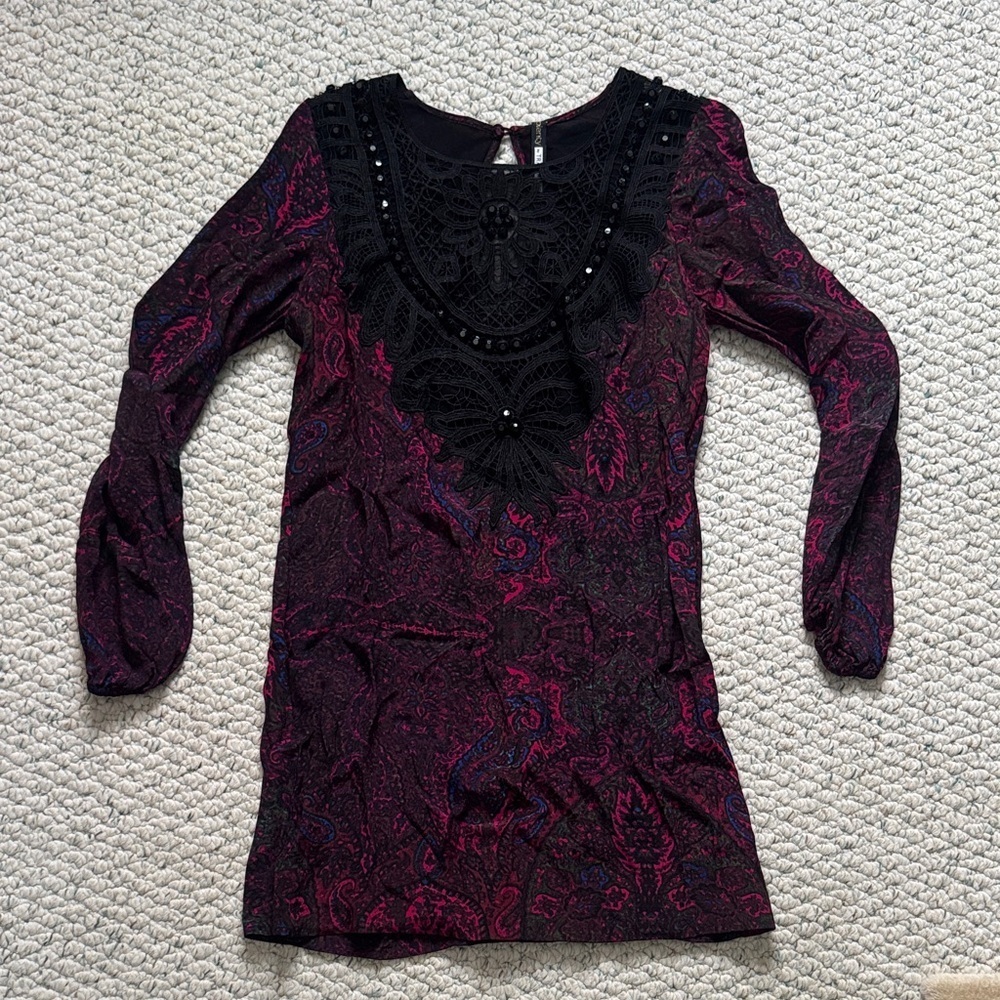 Plenty by Tracy Reese Black and Purple Lace Dress